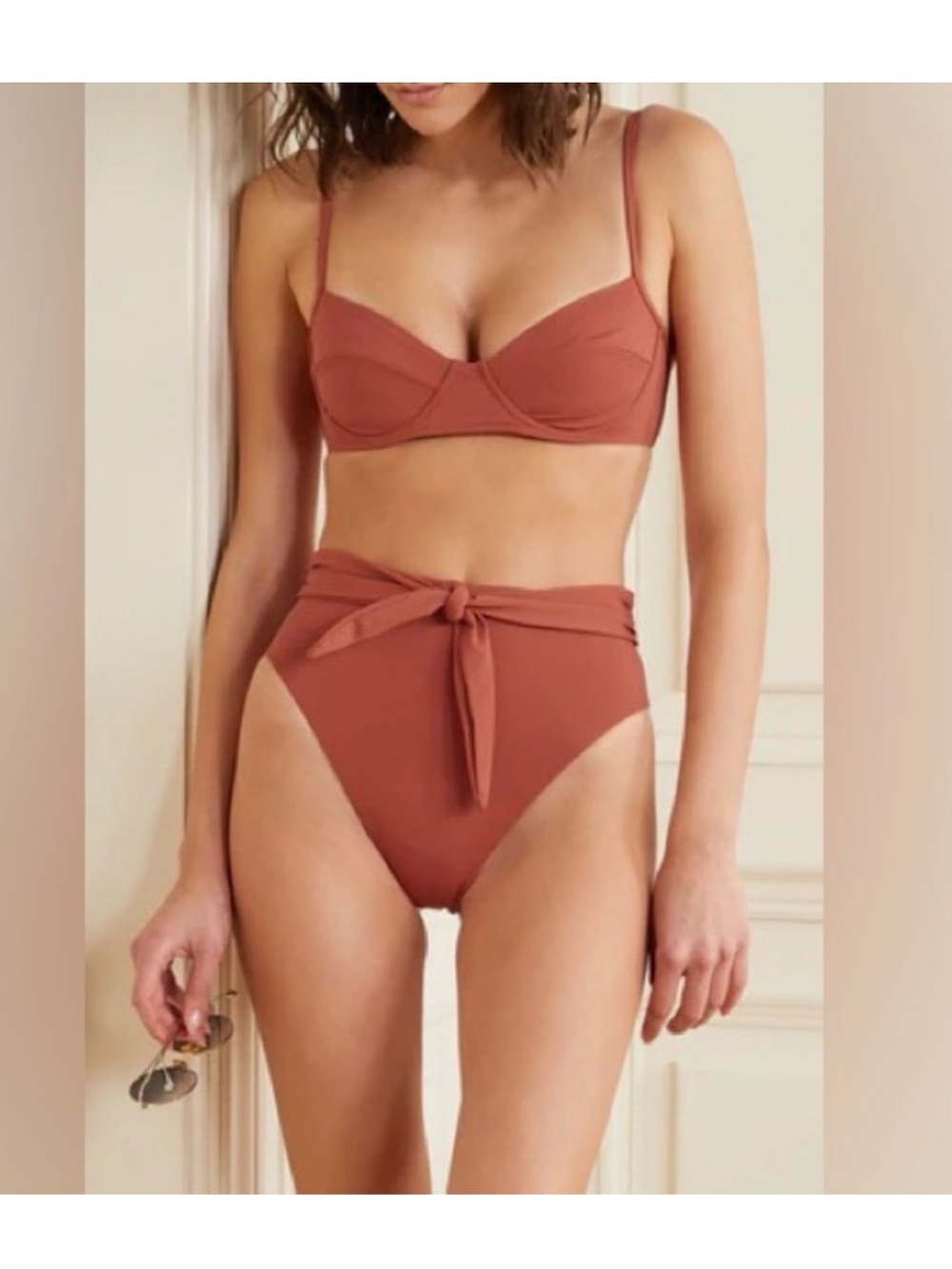Mara Hoffman Goldie Belted High Waist Bikini Bottoms | M